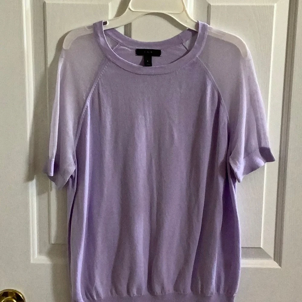 J. Crew Sheer Sleeve Crepe Sweater